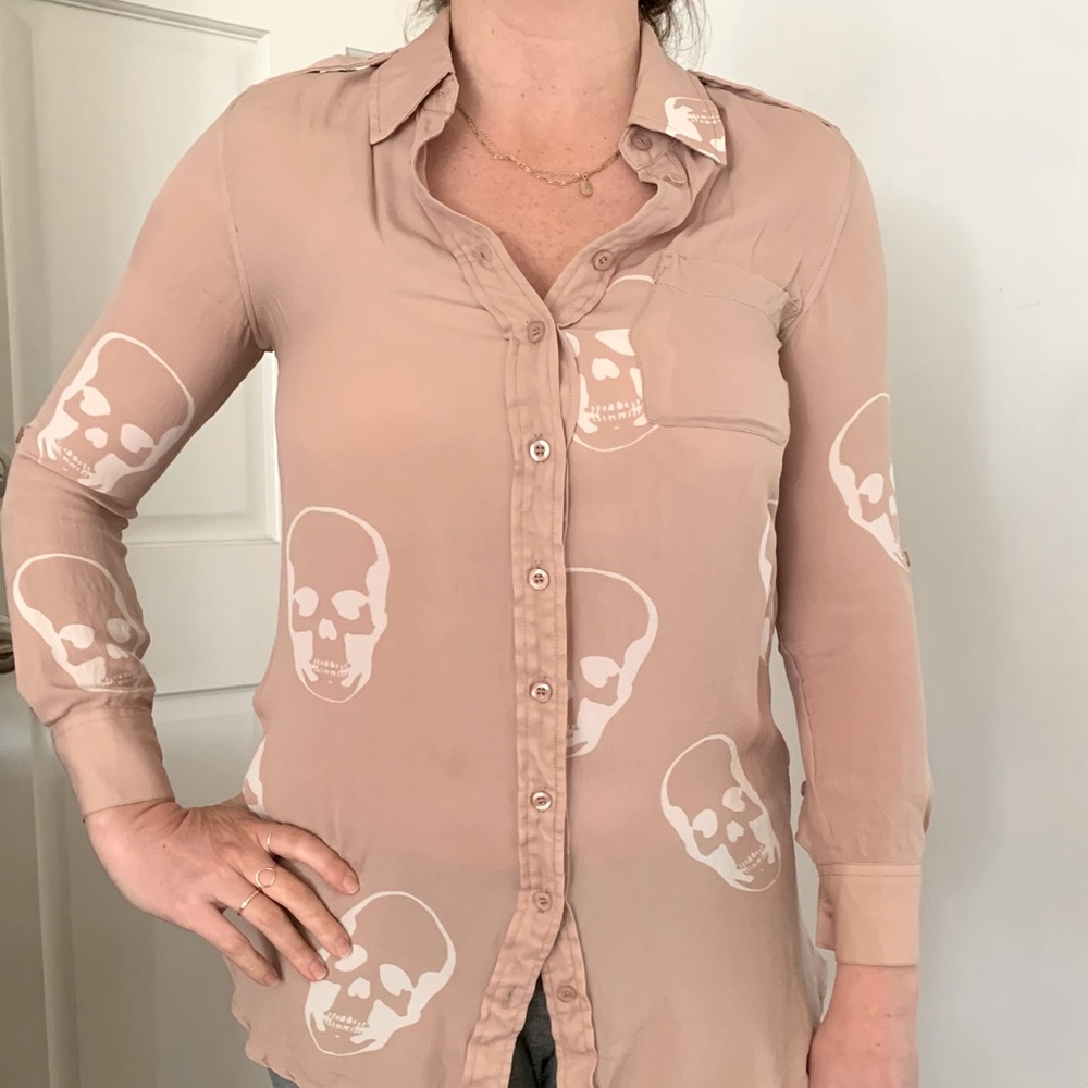 E.VIL Skull silk blouse